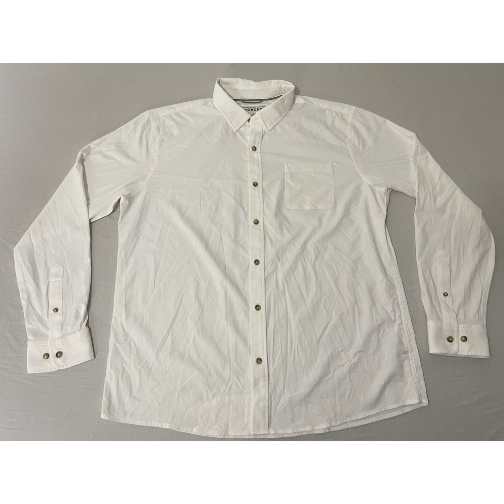 Poncho The Sheepshead Shirt Mens XL White Slim Fit Long Sleeve Performance